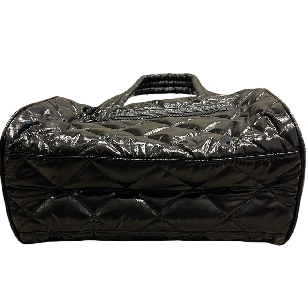 Oliver Thomas Quilted Patent Mini Duffel Bag Black Puffer Purse - Picture 5 of 16